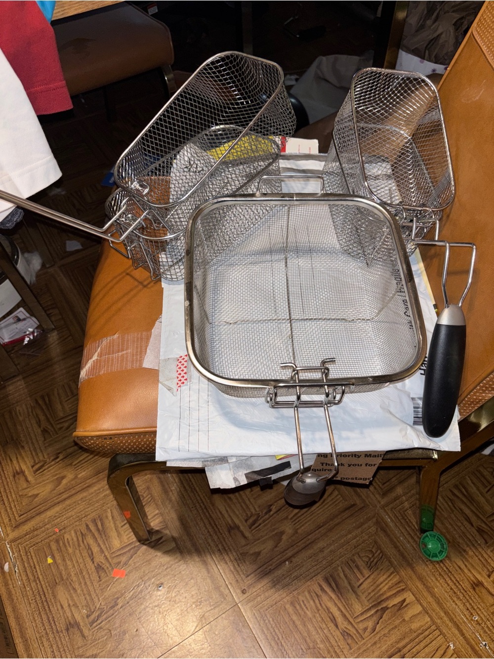 Stainless Steel Deep Fryer Basket Set with Black Handle